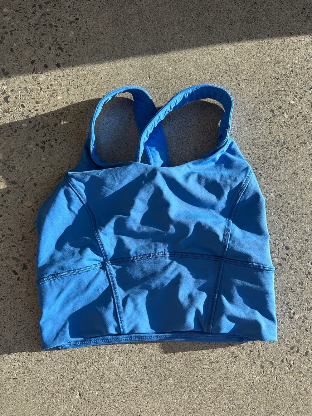 Lululemon Women’s 6 Sports Bra Blue Athletic Cross Back Longline Yoga Workout